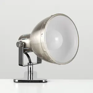 ValueLights Portishead Brushed Chrome Metal Domed Adjustable Single Clip On Desk Table Lamp Spotlight with LED Bulb