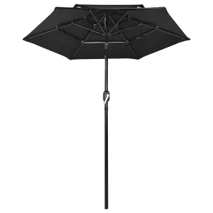 Berkfield 3-Tier Parasol with Aluminium Pole Black 2 m