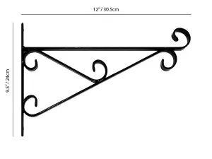 Premium Hanging Basket Bracket - Black 12"