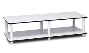 Furinno Just No Tools Wide TV Stand, White Finish w/White Tube