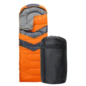 4 Season Envelope Shape Sleeping Bag for Single Adult with Double Sided Zip, Orange