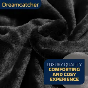 Dreamcatcher Blanket Throw Soft Faux Fur 160 x 130cm Overblanket Black