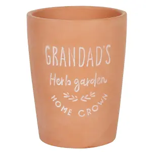 Terracotta Plant Pot With Grandad's Herb Garden Text