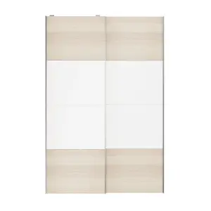 Atomia Panelled White oak effect 2 door Sliding Wardrobe Door kit (H)2250mm (W)1500mm