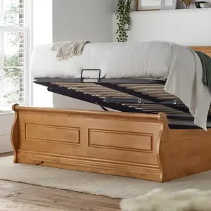 Marseille New Oak Finish Wooden Ottoman Storage Bed - King Size 5ft Bed Frame Only