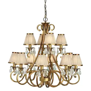 Luminosa Oksana 12 Light Multi Arm Chandelier Antique Brass Finish, E14