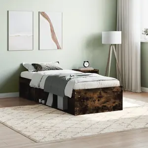 Berkfield Bed Frame Smoked Oak 75x190 cm Small Single