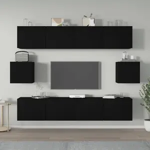 Berkfield 6 Piece TV Cabinet Set Black Engineered Wood