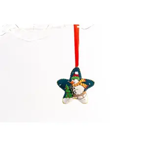 Snowman Skiing Star - Christmas Tree Holiday Shaped Ornament