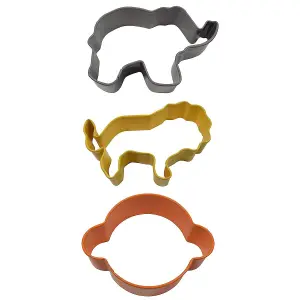 Creative Party Jungle Safari Steel Cookie Cutter (Pack of 3) Grey/Yellow/Orange (One Size)