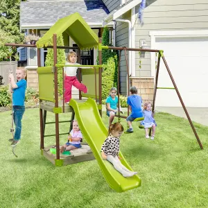 Costway 7-in-1 Swing Set Outdoor Metal Playset Kids Backyard Playground w/ Slide