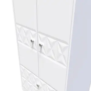 San Jose Ready assembled Contemporary White 2 Drawer Tall Double Wardrobe (H)1970mm (W)770mm (D)530mm