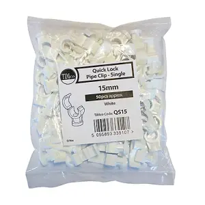 Timco - Pipe Clips - Quick Lock - Single (Size 15mm - 50 Pieces)