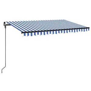 Berkfield Manual Retractable Awning with LED 450x300 cm Blue and White