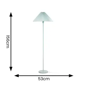 ValueLights Akira Blue Metal Floor Lamp with Pleated Lampshade