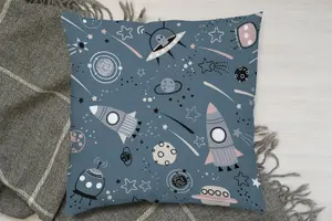 Cushions - spaceships and planets with stars (Cushion) / 45cm x 45cm