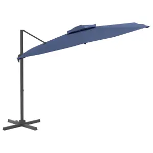 Berkfield Double Top Cantilever Garden Parasol Azure Blue 300x300 cm