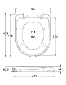 Standard D Shape Top Fix Soft Close - White