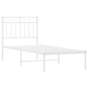 Berkfield Metal Bed Frame with Headboard White 75x190 cm