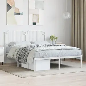 Berkfield Metal Bed Frame without Mattress with Headboard White 140x200cm