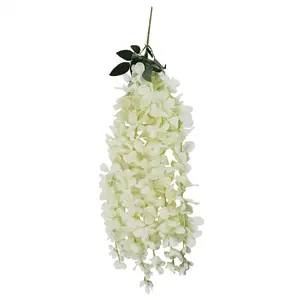 Pack of 6 x 80cm Hanging Wisteria Flowers in White