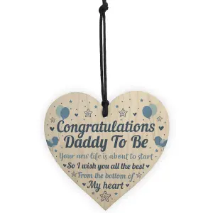 Red Ocean Daddy To Be Gift Wooden Heart Congratulations Gift Baby Shower Gift Friendship Gift