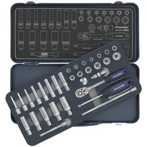 32 PACK Socket Set 1/4" Metric Square Drive - 6 Point LOCK-ON Rounded Heads