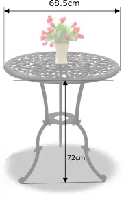 Centurion Supports BANGUI Garden and Patio Cast Aluminium Bistro Table Grey