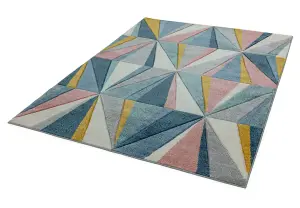 Multi Easy to Clean Geometric Rug For Living Room-120cm X 170cm