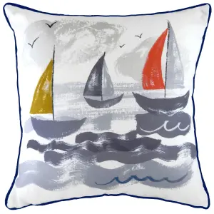 Evans Lichfield Nautical Sailboats Rectangular Polyester Filled Cushion