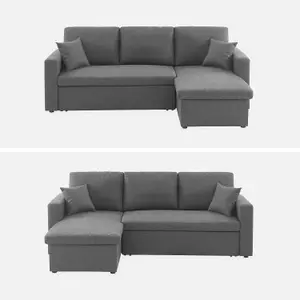 sweeek. 3-seater reversible corner sofa bed with storage Ida Grey 219x84x68 cm