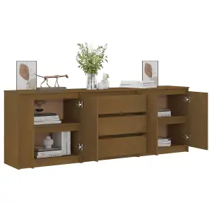 Berkfield Side Cabinet Honey Brown 180x36x65 cm Solid Pinewood