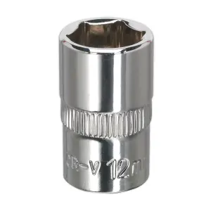 Sealey 12mm 3/8" Square WallDrive Socket Chrome Plated Fully Polished SP3812