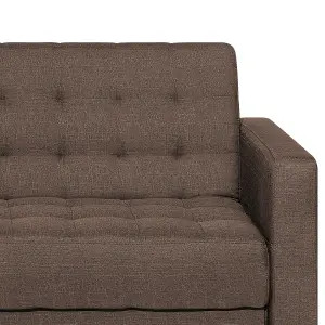 Right Hand Fabric Corner Sofa with Ottoman Brown ABERDEEN