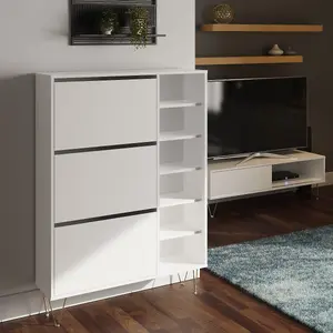 MONACO 3 DRAWER SHOE CABINET IN WHITE