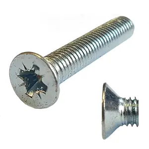 25x M8 60mm Length COUNTERSUNK POZI MACHINE SCREW MILD STEEL GRADE 4.6 BRIGHT ZINC PLATED