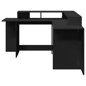 Berkfield Desk with LED Lights Black 152x152x91 cm Engineered Wood