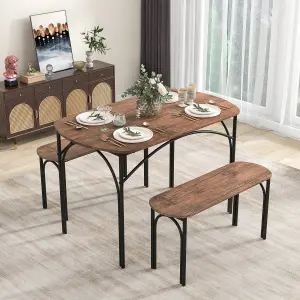 Costway 3-Piece Modern Dining Table Set 120cm Space Saving Kitchen Table Set