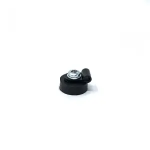 18mm dia x 6mm high Rubber Coated Cable Holding Magnet With 3.1mm Cable Clip (Black) - 1.6kg Pull (Pack of 1)