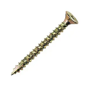 TurboGold PZ Flat countersunk Yellow-passivated Carbon steel Multipurpose screw (Dia)6mm (L)100mm, Pack of 100