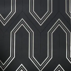 Boutique Chatwal Charcoal Metallic effect Geometric Textured Wallpaper