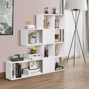 Costway 4-Tier Freestanding Bookshelf Wooden Ladder Bookcase Display  Shelf Plant Stand