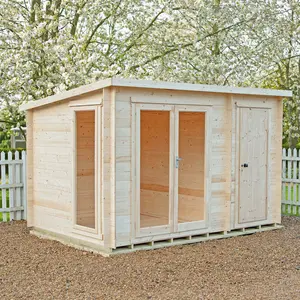 12 x 8 Ft. 19 mm Log Cabin with Storage Shed