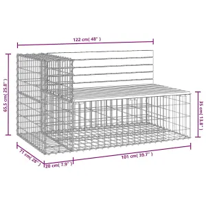 Berkfield Garden Bench Gabion Design 122x71x65.5 cm Impregnated Wood Pine