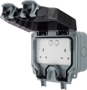 BG 13A Grey 2 gang Outdoor Smart weatherproof switched socket