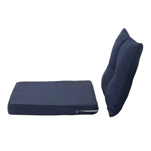 Outdoor Dark Blue 2Pcs Garden Sofa Cushion Backrest Set