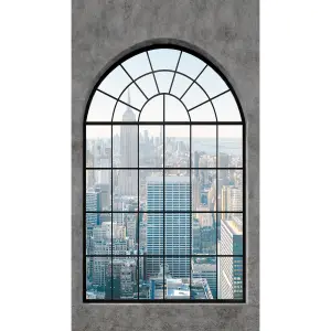 Grandeco New York Window 3 panel repeatable Textured Mural, 2.8 x 1.59m