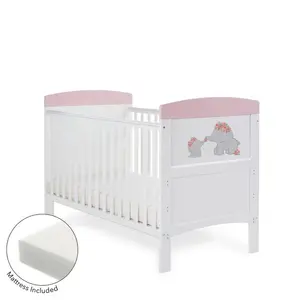 Grace Inspire Cot Bed with Fibre Mattress Pink