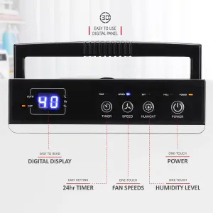 NETTA 12L Low Energy Dehumidifier with Continuous Drainage and Timer - Ideal for Damp, Condensation and Laundry Drying