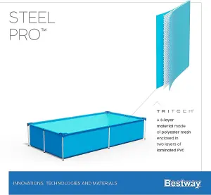 Bestway 7.3Ft Rectangular Frame Swimming Pool Steel Pro Paddling Family Kids